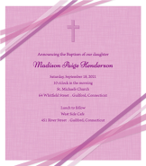 Pink Ribbons Baptism Invitation